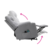 Masážne polohovacie kreslo, svetlosivá, HUDSON