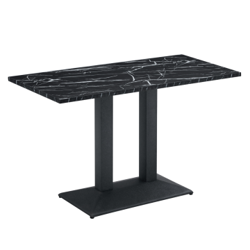 Jedálenský bistro stôl, čierny mramor/čierna, 120x60 cm, RINALDO TYP 2
