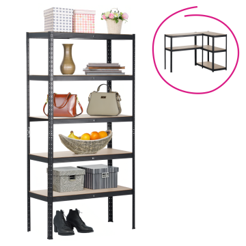 Regál, dub/čierna, RADMAN