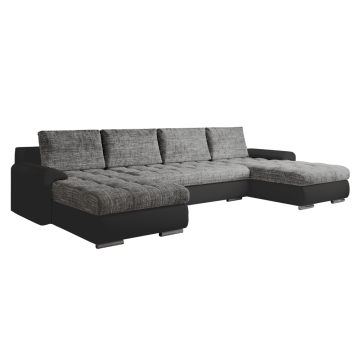 Univerzálna sedacia súprava, ekokoža čierna/sivý melír, TOLITA U UNI