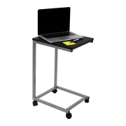 Príručný stolík, čierna/kov strieborná, MANNY