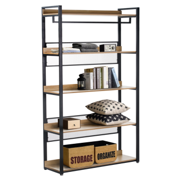 5-policový regál, dub/čierna, KILOS NEW TYP 3