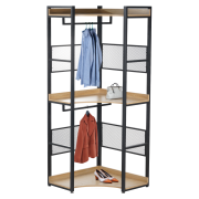 Rohový regál s policou, dub/čierna, KILOS NEW TYP 5