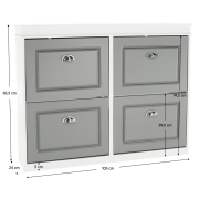 Botník, 2-radový, sivá/biela, SEBER TYP 5