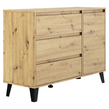 Komoda, dub artisan, BOGAN NEW 1D3S