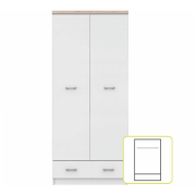 Dvojdverová skriňa 2D1S, biela/dub sonoma, TOPTY TYP 01