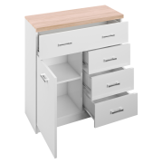 Komoda 1D4S, biela/dub sonoma, TOPTY TYP 12