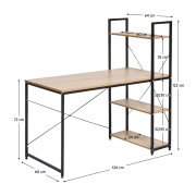 PC stôl/viacúčelový praktický stôl, dub/čierna, VEINA
