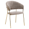 Dizajnové jedálenské kreslo, hnedá látka/gold chróm zlatý, DASMIN TYP 1