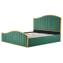 Posteľ s roštom, 160x200, zelená Velvet látka/gold chróm zlatá, GEORGIA