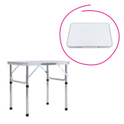 Skladací kempingový stôl, 60 cm, hliník/MDF, KEPI TYP 2