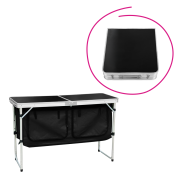 Skladací kempingový stôl s organizérom, 120 cm, hliník/MDF, KEPI TYP 3
