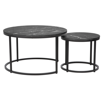 Konferenčné stolíky, set 2 ks, tmavosivá/čierna, CIRKO