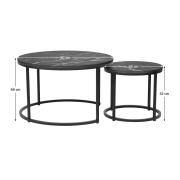 Konferenčné stolíky, set 2 ks, tmavosivá/čierna, CIRKO