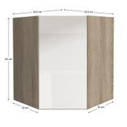 Skrinka horná GR, vysoký biely lesk/dub sonoma, LINE