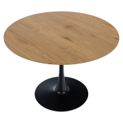 Jedálenský stôl, okrúhly, dub/čierna, priemer 110 cm, REVENTON NEW