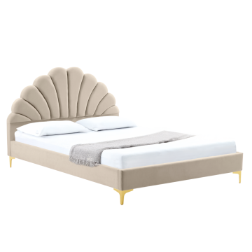 Posteľ s roštom, 160x200, béžová Velvet látka, ISADORA