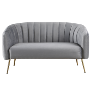 Dizajnový 2-sed, sivá Velvet látka/gold chróm-zlatý, BAGY