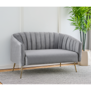 Dizajnový 2-sed, sivá Velvet látka/gold chróm-zlatý, BAGY