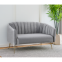 Dizajnový 2-sed, sivá Velvet látka/gold chróm-zlatý, BAGY