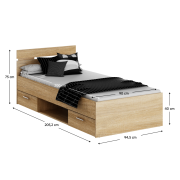 Posteľ, 90x200, dub sonoma, MICHIGAN NEW