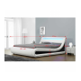 Manželská posteľ s RGB LED osvetlením, biela/čierna, 180x200, MANILA