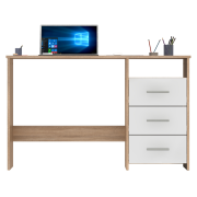 PC stôl, dub sonoma/biela, LARISTOTE NEW