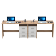 PC stôl, dub sonoma/biela, LARISTOTE NEW