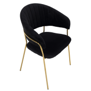 Dizajnové jedálenské kreslo, čierna Velvet látka/gold chróm zlatý, DASMIN TYP 1