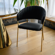 Dizajnové jedálenské kreslo, čierna Velvet látka/gold chróm zlatý, DASMIN TYP 1