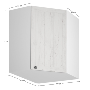 Horná rohová skrinka G60N, biela/sosna andersen, pravá, PROVANCE