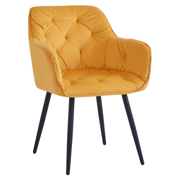 Dizajnové kreslo, žltá Velvet látka, FEDRIS NEW
