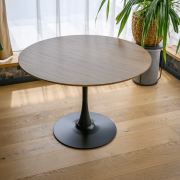 Jedálenský stôl, okrúhly, dub/čierna, priemer 110 cm, REVENTON NEW