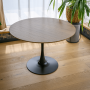 Jedálenský stôl, okrúhly, dub/čierna, priemer 110 cm, REVENTON NEW