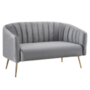 Dizajnový 2-sed, sivá Velvet látka/gold chróm-zlatý, BAGY