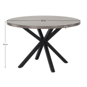 Jedálenský stôl, betón/čierna, priemer 120 cm, MEDOR
