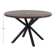 Jedálenský stôl, tmavý dub/čierna, priemer 120 cm, MEDOR