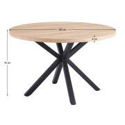 Jedálenský stôl, dub sonoma/čierna, priemer 120 cm, MEDOR