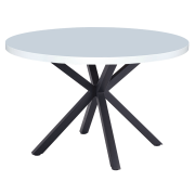 Jedálenský stôl, biela matná/čierna, priemer 120 cm, MEDOR