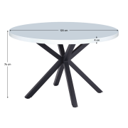 Jedálenský stôl, biela matná/čierna, priemer 120 cm, MEDOR