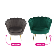 Kreslo v štýle Art-deco, smaragdová Velvet látka/gold chróm-zlatý, NOBLIN