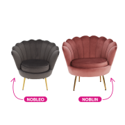 Kreslo v štýle Art-deco, ružová Velvet látka/gold chróm-zlatý, NOBLIN