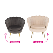 Kreslo v štýle Art-deco, béžová Velvet látka/gold chróm-zlatý, NOBLIN