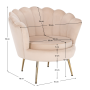 Kreslo v štýle Art-deco, béžová Velvet látka/gold chróm-zlatý, NOBLIN