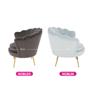 Kreslo v štýle Art-deco, sivomodrá Velvet látka/gold chróm-zlatý, NOBLIN