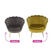 Kreslo v štýle Art-deco, horčicová Velvet látka/gold chróm-zlatý, NOBLIN