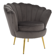 Kreslo v štýle Art-deco, sivohnedá Velvet látka/gold chróm zlatý, NOBLEO