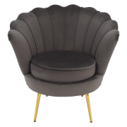 Kreslo v štýle Art-deco, sivohnedá Velvet látka/gold chróm zlatý, NOBLEO