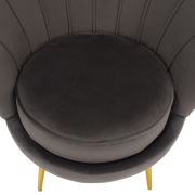 Kreslo v štýle Art-deco, sivohnedá Velvet látka/gold chróm zlatý, NOBLEO