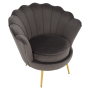 Kreslo v štýle Art-deco, sivohnedá Velvet látka/gold chróm zlatý, NOBLEO